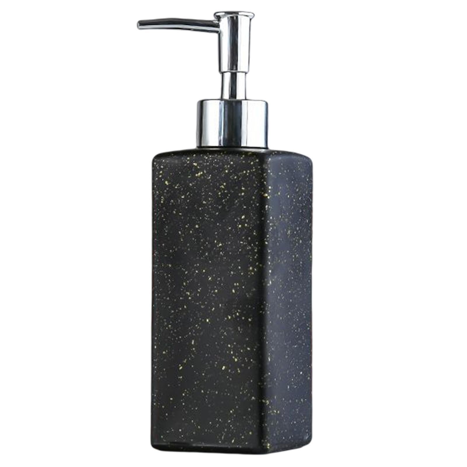Zambuph Black Print Dotted Durable Marble Pattern Ceramic Lotion Dispenser 350Ml Liquid Pump Bottle Exceptional For Bathroom And Kitchen Countertops Marble Pattern Lotion Bottle, 5.7X5.7x19.6cm