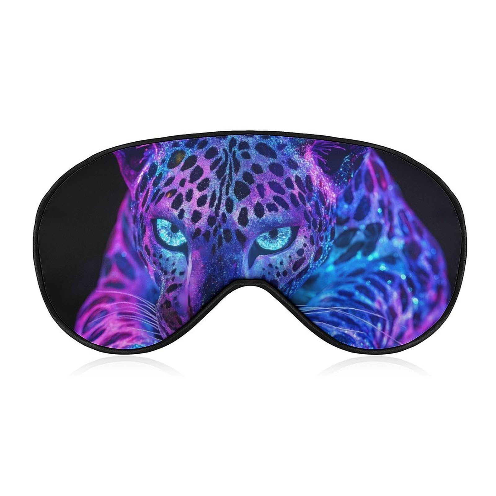 A Beautiful Glowing Neon Leopard Sleep Mask Eye Shade Cover Adjustable Strap for Travel Lunch Break Women Men