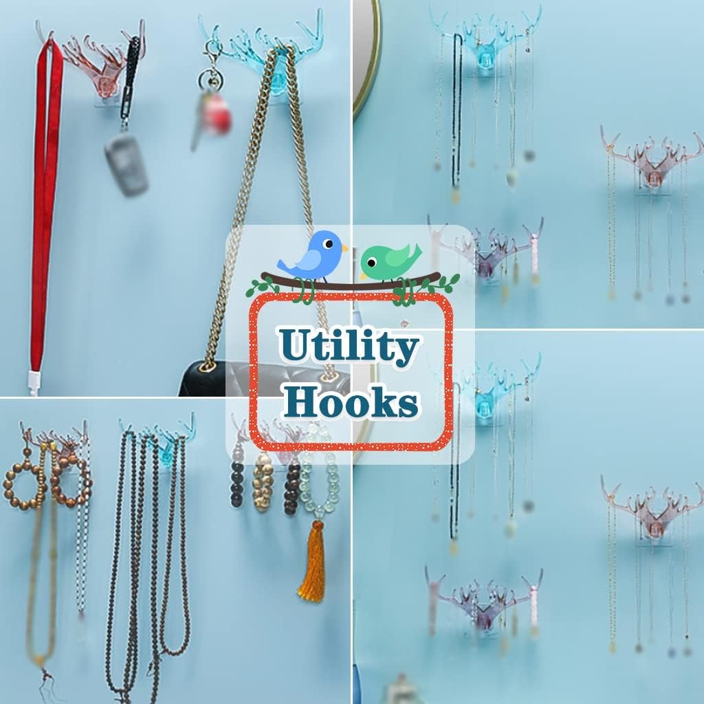 Wall Hook，Door Hook, Wall Hooks Wall Hooks for Hanging White Solid Color Deer Head Sticky Hook, European Style Wall Decoration, Ladies Jewelry Storage Rack, Multipurpose Utility Hook(White)