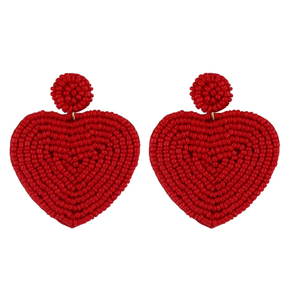 HAISWET Bohemian Beach Heart Bead Statement Drop Earrings