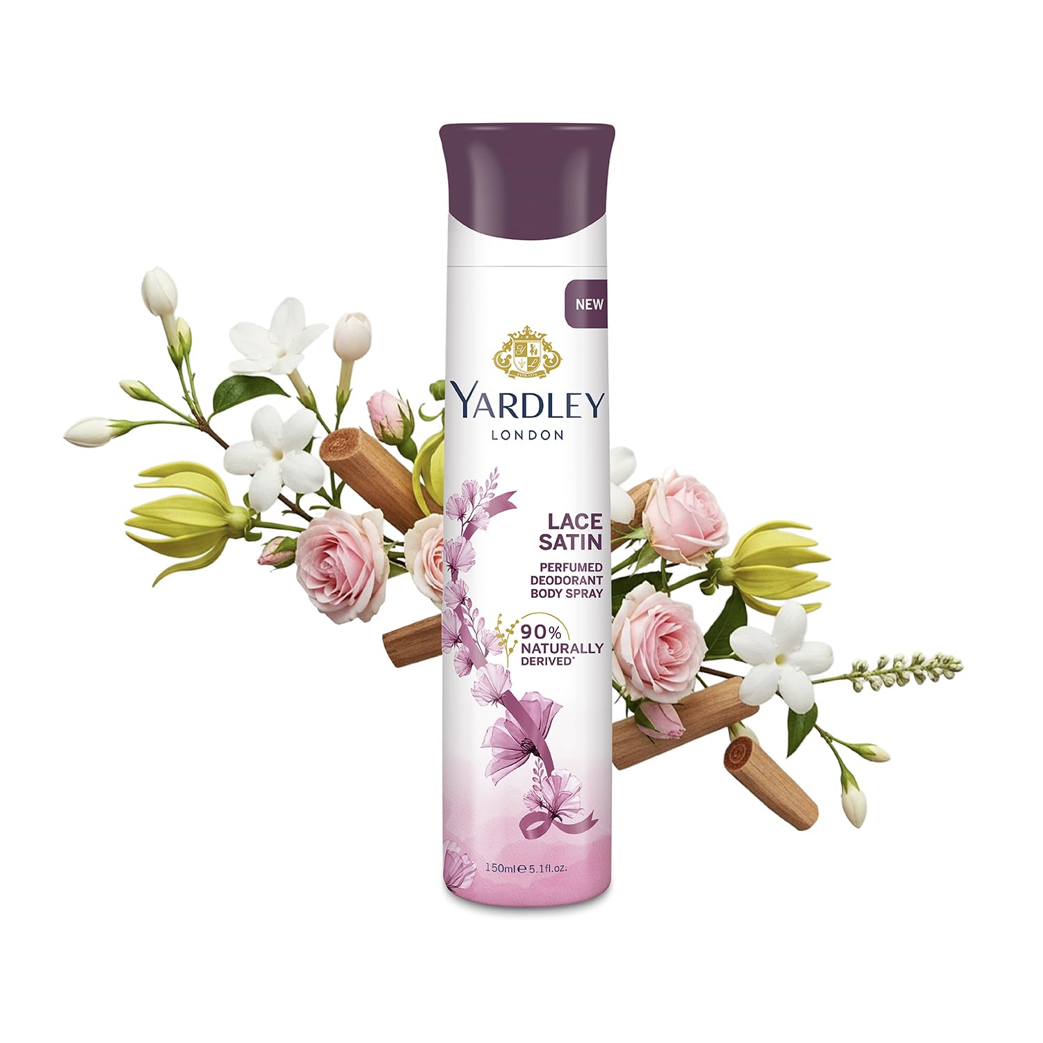 Yardley London Lace Satin Perfumed Deodorant Body Spray| Fresh Floral Scent| 90% Naturally Derived| Deo Spray| Body Deodorant for Women| 150ml-image-14