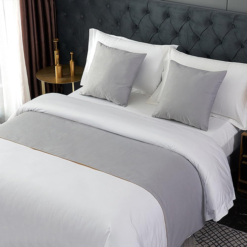QRGMKL Solid Color Bed Runner Soft No Fading Durable Bed Scarf European Style Simple Bedding Scarves Decor for Bedroom Wedding Room Home Hotel-Style 02||180x50cm for 1.2m bed — image 1