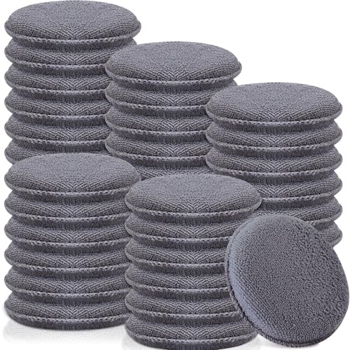 Image of Tanlade 100 Pcs Car Detailing Microfiber Applicator Pad Wax Applicator Wash Microfiber Pads, 5 Inch Diameter (Grey)
