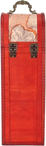 Miniatura 8 de WERTSW Caja de vino antigua, caja de regalo de vino retro decorativa con estampado de flores, caja de vino de madera con tapa y asa, estuche de