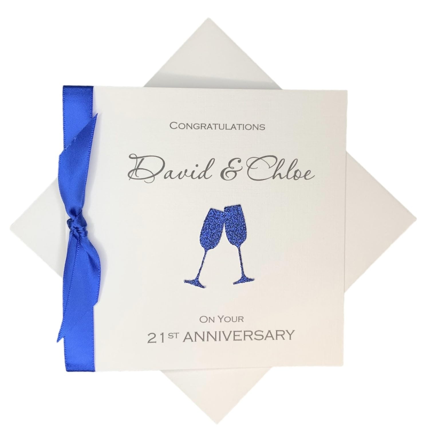 21st Wedding Anniversary Card - Brass 21 Year Twenty First Anniversary Greeting Card, Personalised Gift for Wife, Husband, Parents, Couple Friends - Various Designs (Champagne) โ image 1