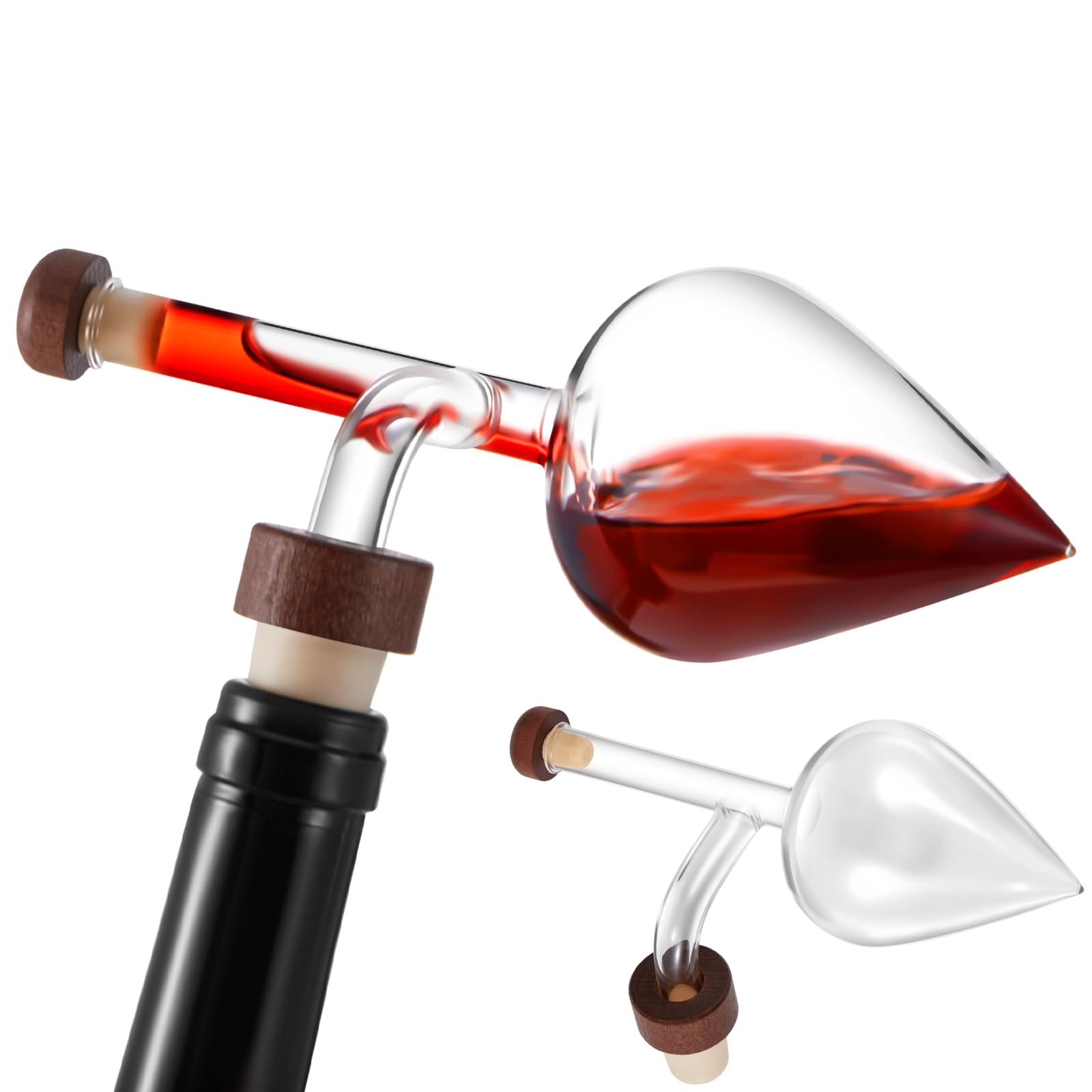 CHENGU Lot de 2 aérateurs de vin avec aérateur et bec verseur Rouge/blanc