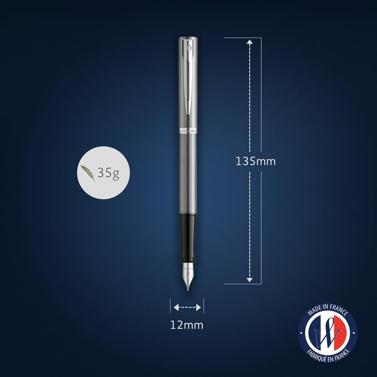 Waterman Impression Kugelschreiber & Füllfederhalter Set mit Gravur – Personalisierter Premium-Füller – Elegantes Schreibset für Männer & Frauen – Blaue Tinte (Stainless Steel CT)