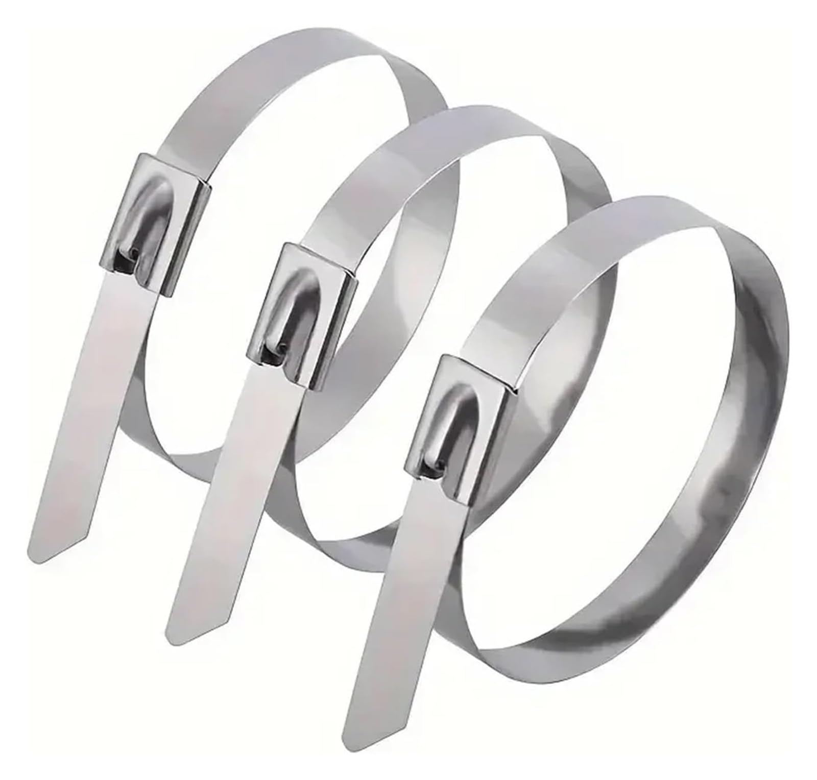 Locking Exhaust Wrap, Stainless Steel Cable Ties Self-Locking(4.6x200mm,100PCS)