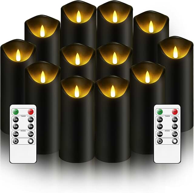 Nimiko black flickering LED pillar candles