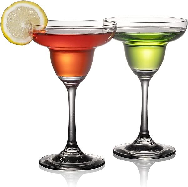HZIYOU Clear Margarita Glasses Set with Elegant Design