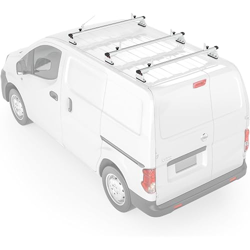 Model AX312 Aluminum Van Roof Rack Cross Bars Fits for 2013-On NV200/ 2014-On Transit Connect/ 2013-2017 City Express, 3 Bar 50'' - White