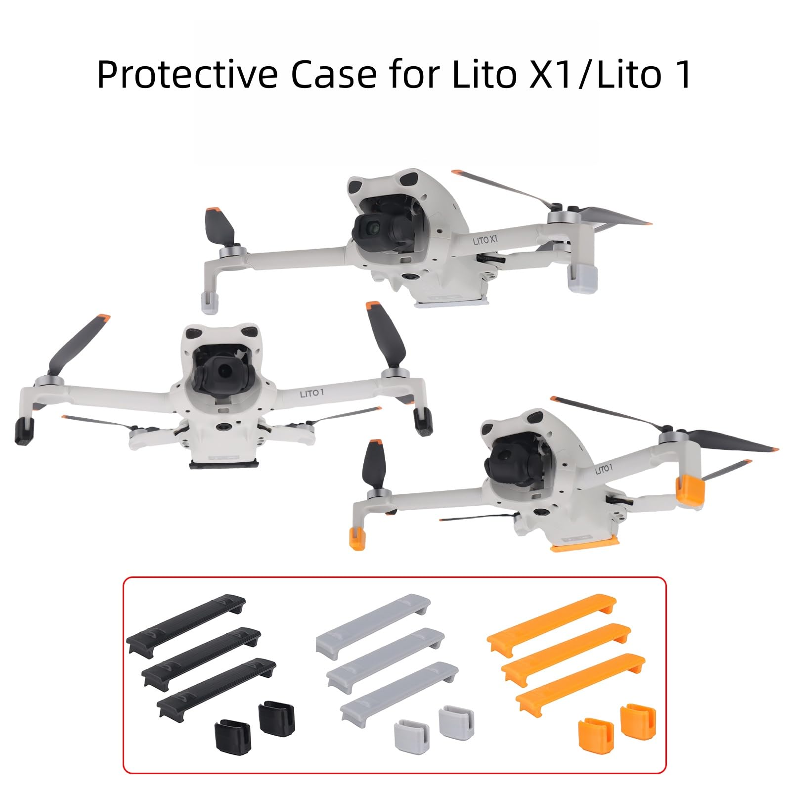 Dla DJI Lito X1 i Lito 1, wspornik zwiększający wysokość podwozia, osłona ochronna drona z instalacją zatrzaskową (pomarańczowa)