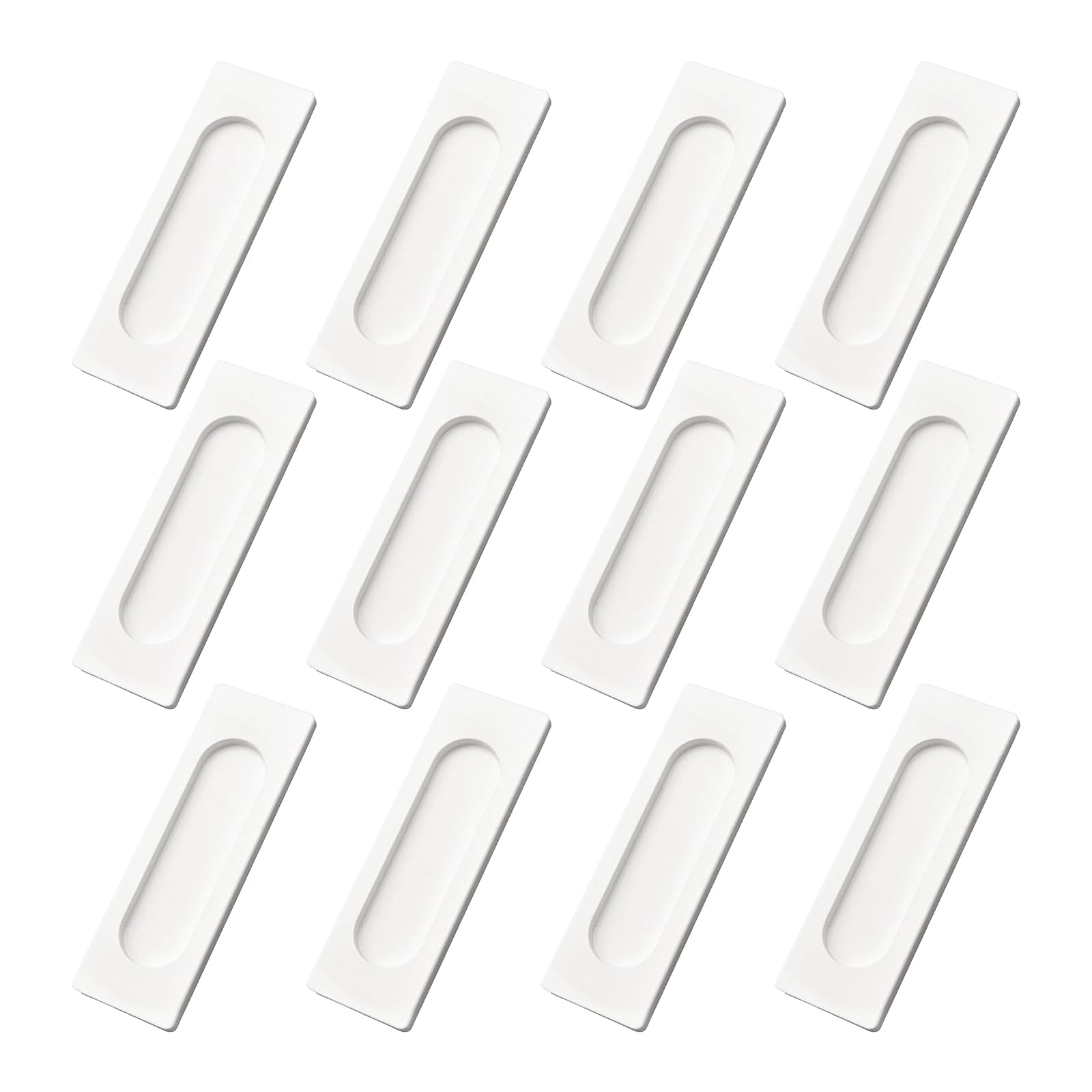 MOROBOR Self-Stick Rectangular Sliding Door Pulls, 12pcs Aluminum Alloy Hidden Recessed Pull Handle for Sliding Barn Door, Closet,Cabinet,Drawers (White, 100mm) — image 1