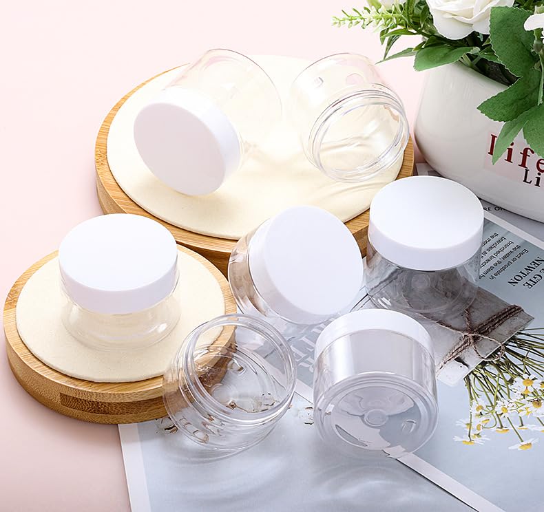 4x 50ML Clear PVC Cosmetic Jars, Travel Makeup & Lip Balm Containers