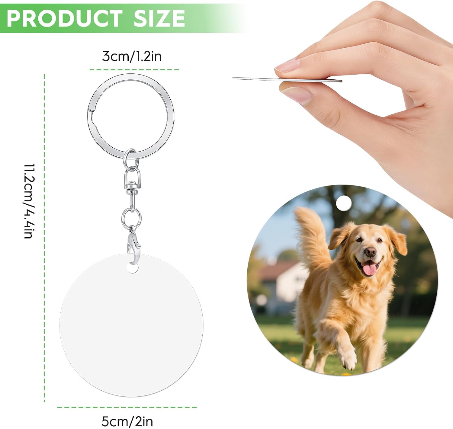 GUESNUY 10PCS Metal Sublimation Keychain Blanks Set for DIY and Craft image 2