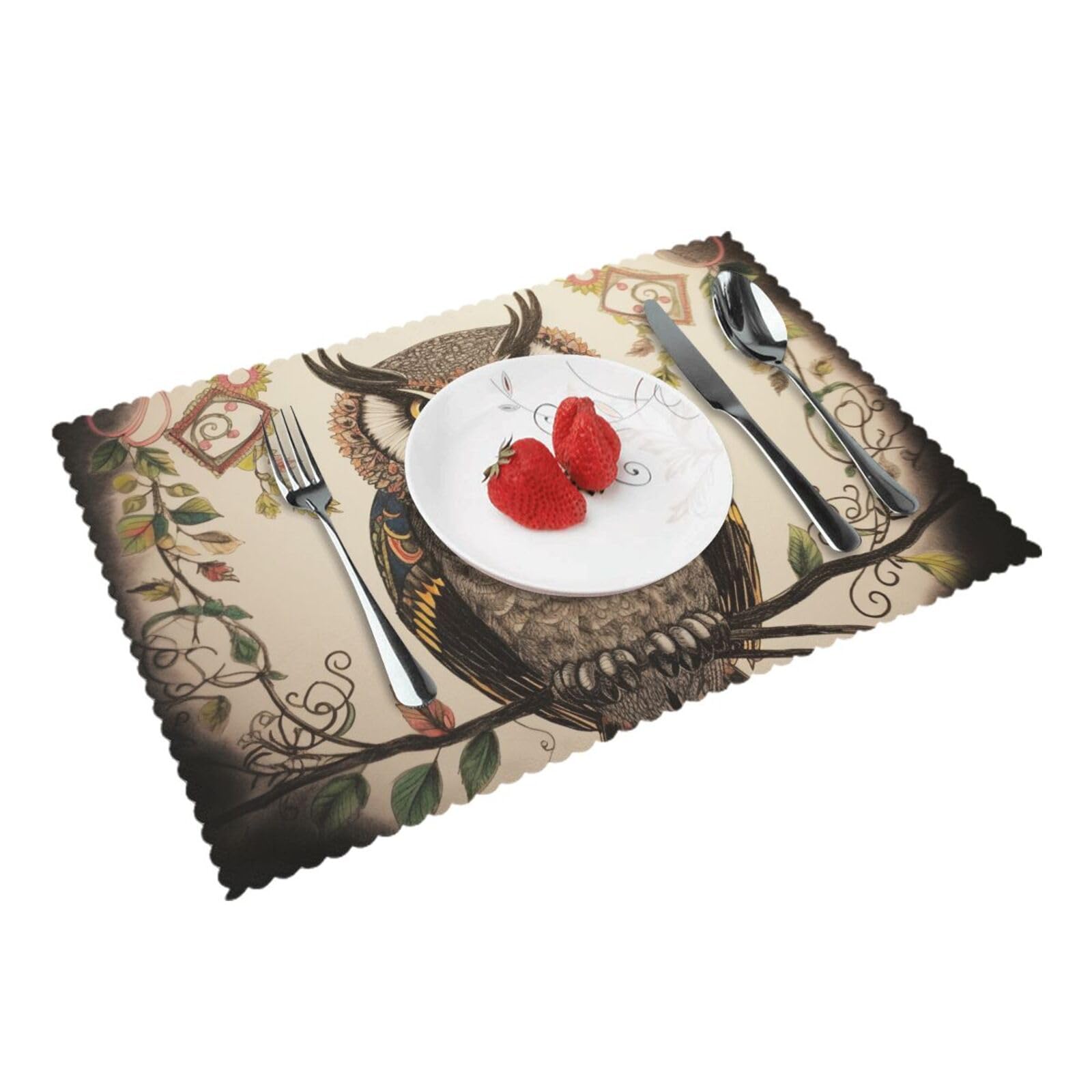 Owl Beliefs Printed Placemat Heat Resistant Place Mats Set of 4 PCS Washable Kitchen Table Mats, 12x18 Inch