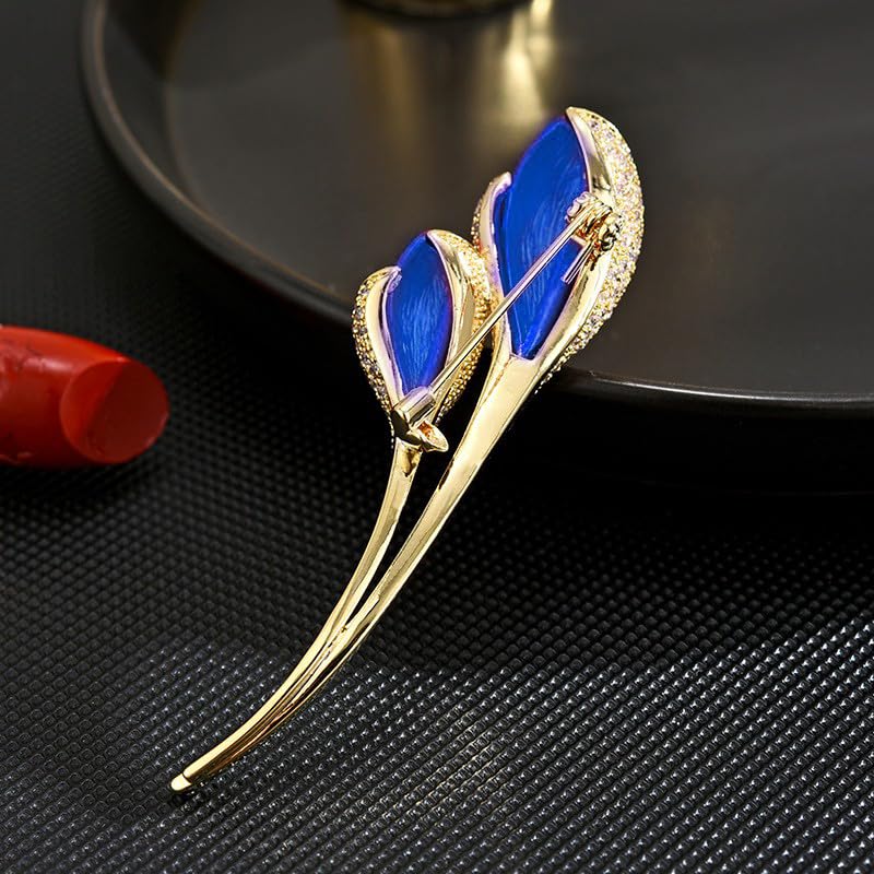 Image of Rhinestone Flower Brooch Austrian Crystal Flower Pin 18k Gold Plated Floral Brooch Lapel Pin Jewelry Mother's Day Birthday Gifts for Mom Wife