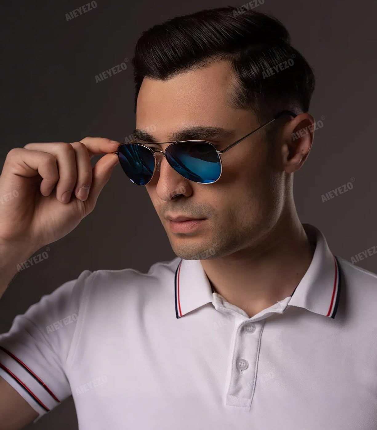 AIEYEZO Classic Aviator Polarized Sunglasses for Men Women Spring Hinge Metal Frame UV400 Protection - Image 3