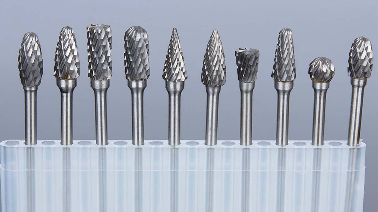 Set di frese in carburo di tungsteno, 10 pezzi di frese rotanti a doppio taglio con gambo da 1/8 per intaglio del legno, incisione | Leroy Merlin