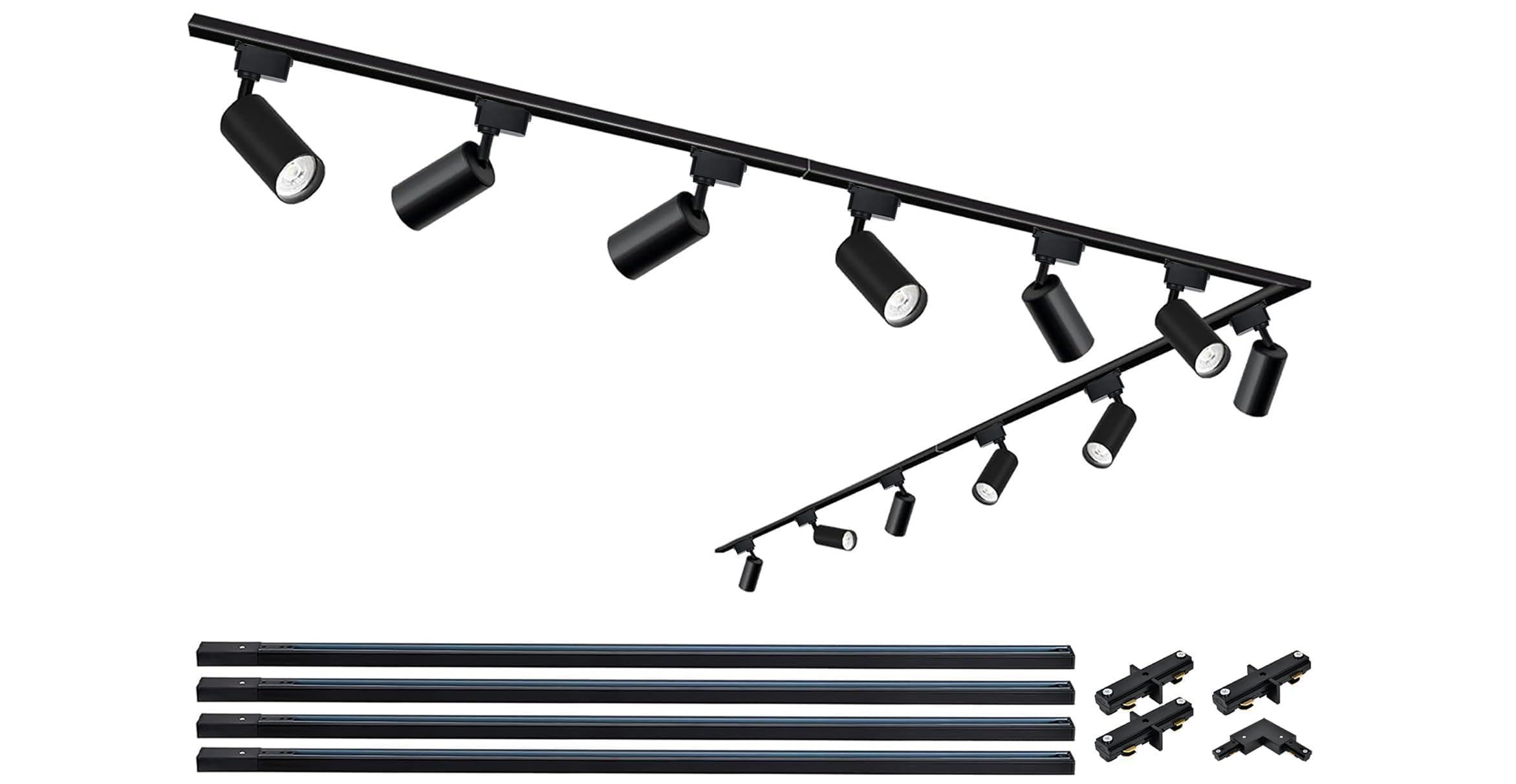 Kit de rieles y cabezales de iluminación 20W 6000K Blanco Frío Enchufe de luces LED compatibles con sistema H de riel