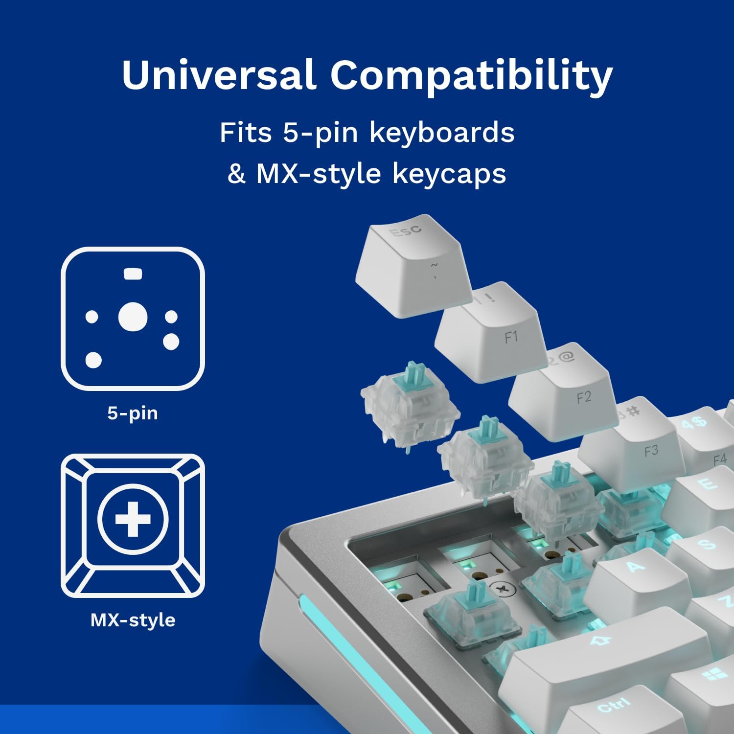 GLORIOUS Gaming - Lynx Silent Switches (LUBED) - 36x Linear Mechanical Switches for Hotswap Keyboards, 5-pin, Linear Keyboard Switches for Gaming, Lubricated POM Stem for Fast, Smooth Presses