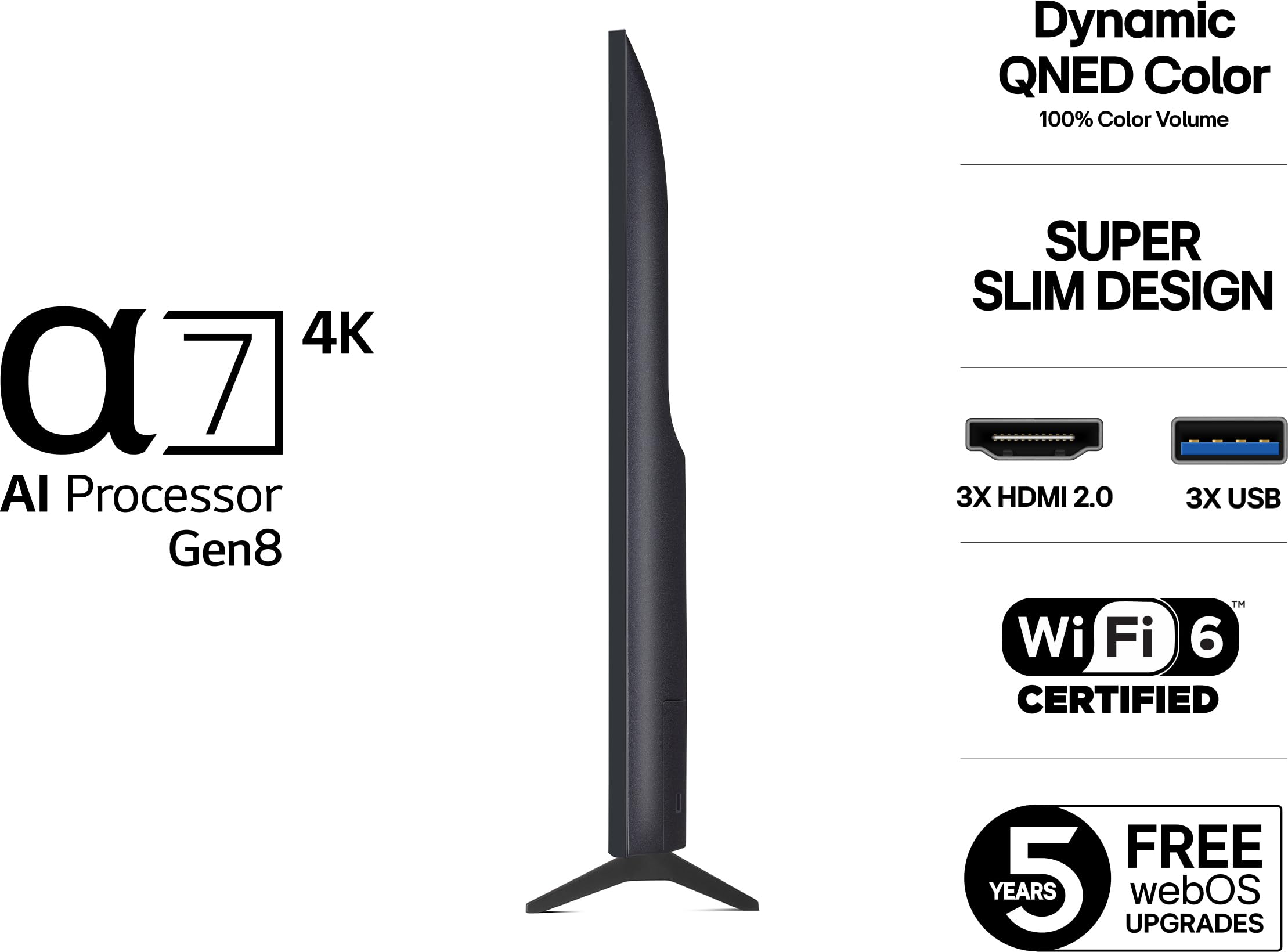 LG QNED AI TV 2025 | 43QNED70 | 43'' (108 cm) | 4K UHD | HDR10 | webOS 25 | Telecommade AI Magic Remote | Alexa, Google Assistant | Netflix Disney+ Canal+ Prime Video