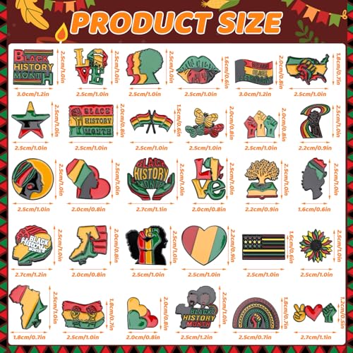 Image of SANNIX 60Pcs Black History Month Pins, Black History Lapel Pins Assorted Enamel African American Badge Pins Black History Month Decorations Buttons for Backpacks Clothes, 30 Styles
