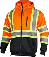 Vista 7 de VENDACE Sudadera con capucha reflectante de alta visibilidad ANSI Clase 1 de forro polar para hombres con capucha desmontable (azul rey, M)