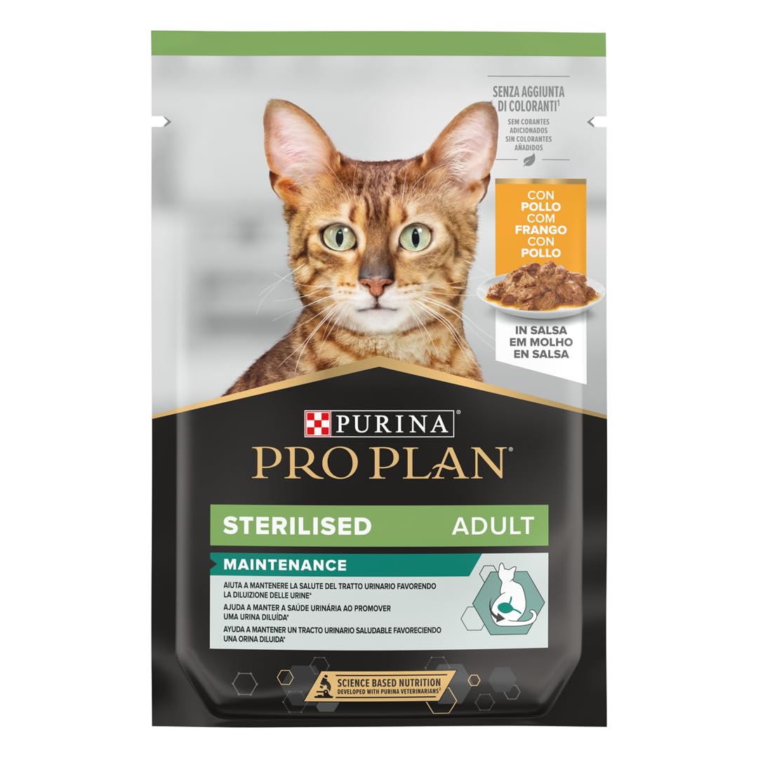 Purina Pro Plan Comida Húmeda para Gato Esterilizado Adulto con Pollo, 26 sobres de 85g