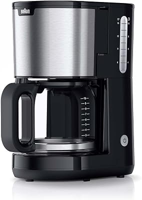 Braun PurShine KF1500BK, Cafetera de Filtro con Sistema OptiBrew, Función Antigoteo, Apagado Automático de Seguridad, Capacidad para 10 Tazas de Aroma, 1000W, Negro