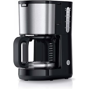 Braun PurShine KF 1500 BK Kaffeemaschine - Filterkaffeemaschine mit Glaskanne f r bis zu 10 Tassen OptiBrew-System Automatische Abschaltung 1000 Watt Schwarz