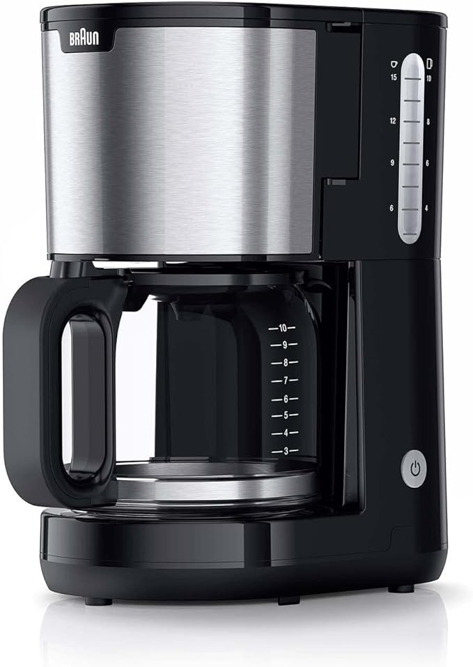 Braun PurShine KF 1500 BK Kaffeemaschine – Filterkaffeemaschine mit Glaskanne für bis zu 10 Tassen, OptiBrew-System, Automatische Abschaltung, 1000 Watt, Schwarz