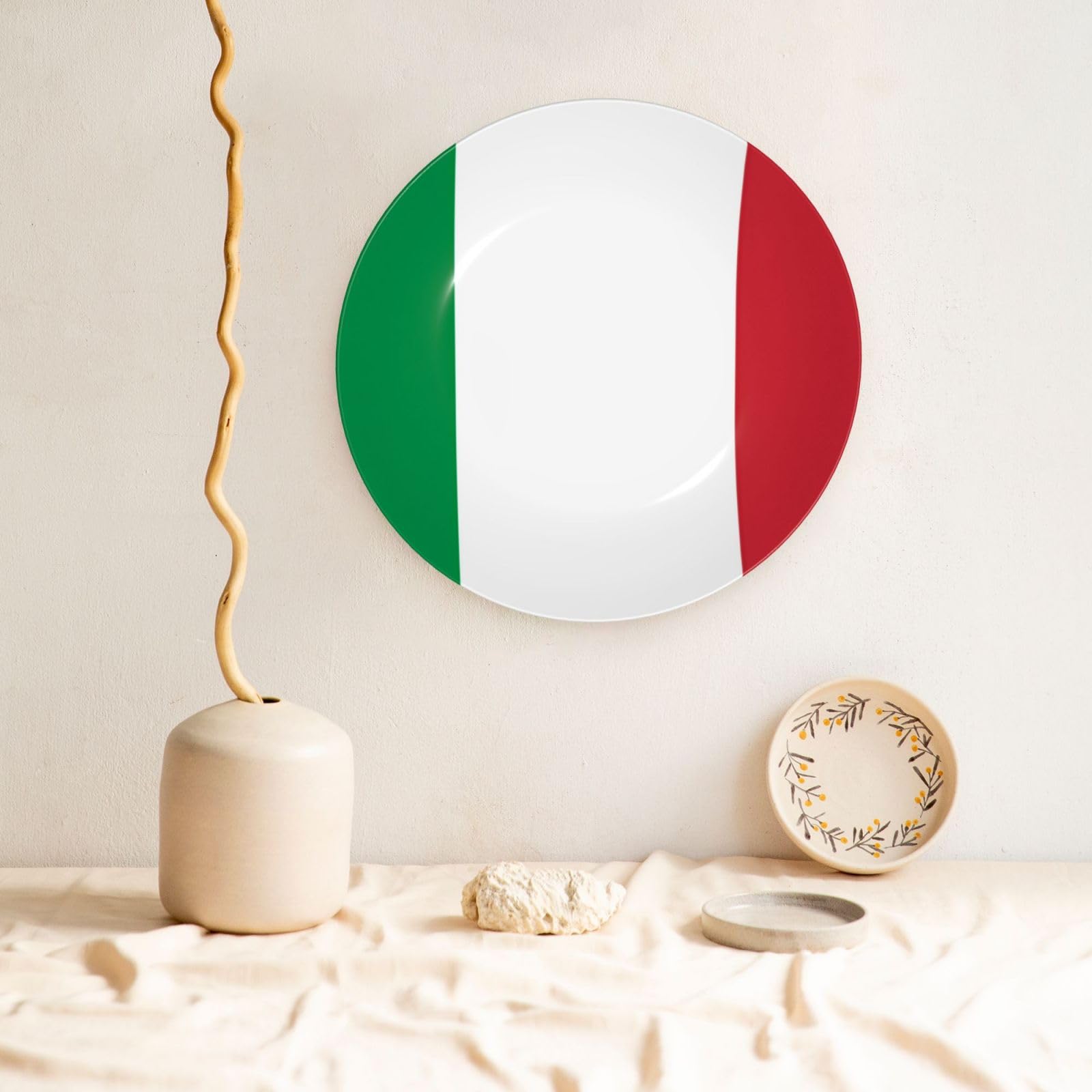 Bandeja con estampado de bandera italiana en porcelana de hueso de alta calidad para decoración de habitaciones