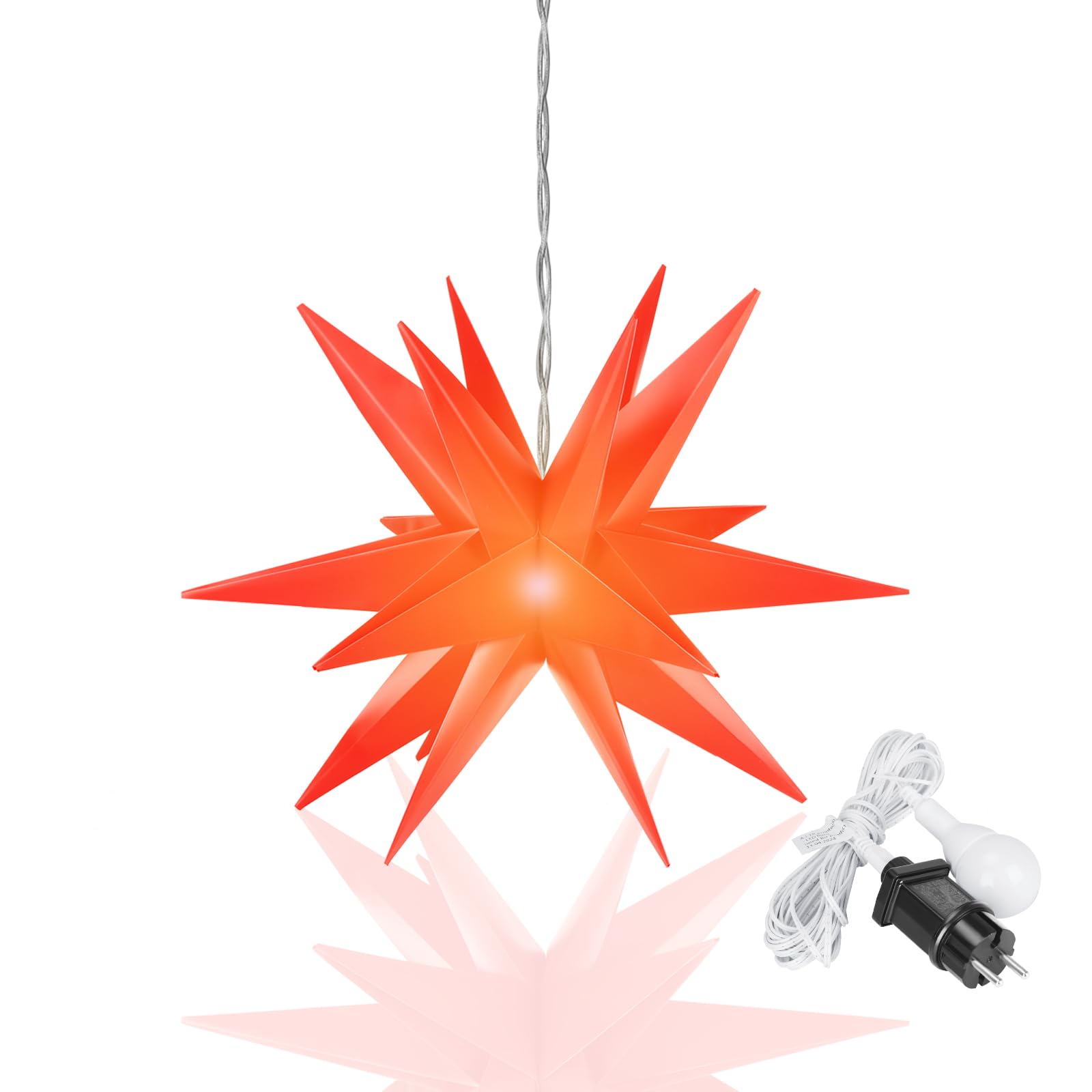Spetebo 3D-led-kerstster, warmwit, 12 cm, met timer, lichtster, decoratieve ster, werkt op batterijen, voor buiten en binnen, raamdecoratie, Kerstmis, advent en winter