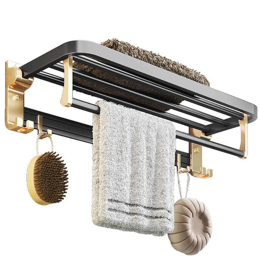 Porte-serviettes sans trou étagère de salle de bain murale et barre toilette luxe