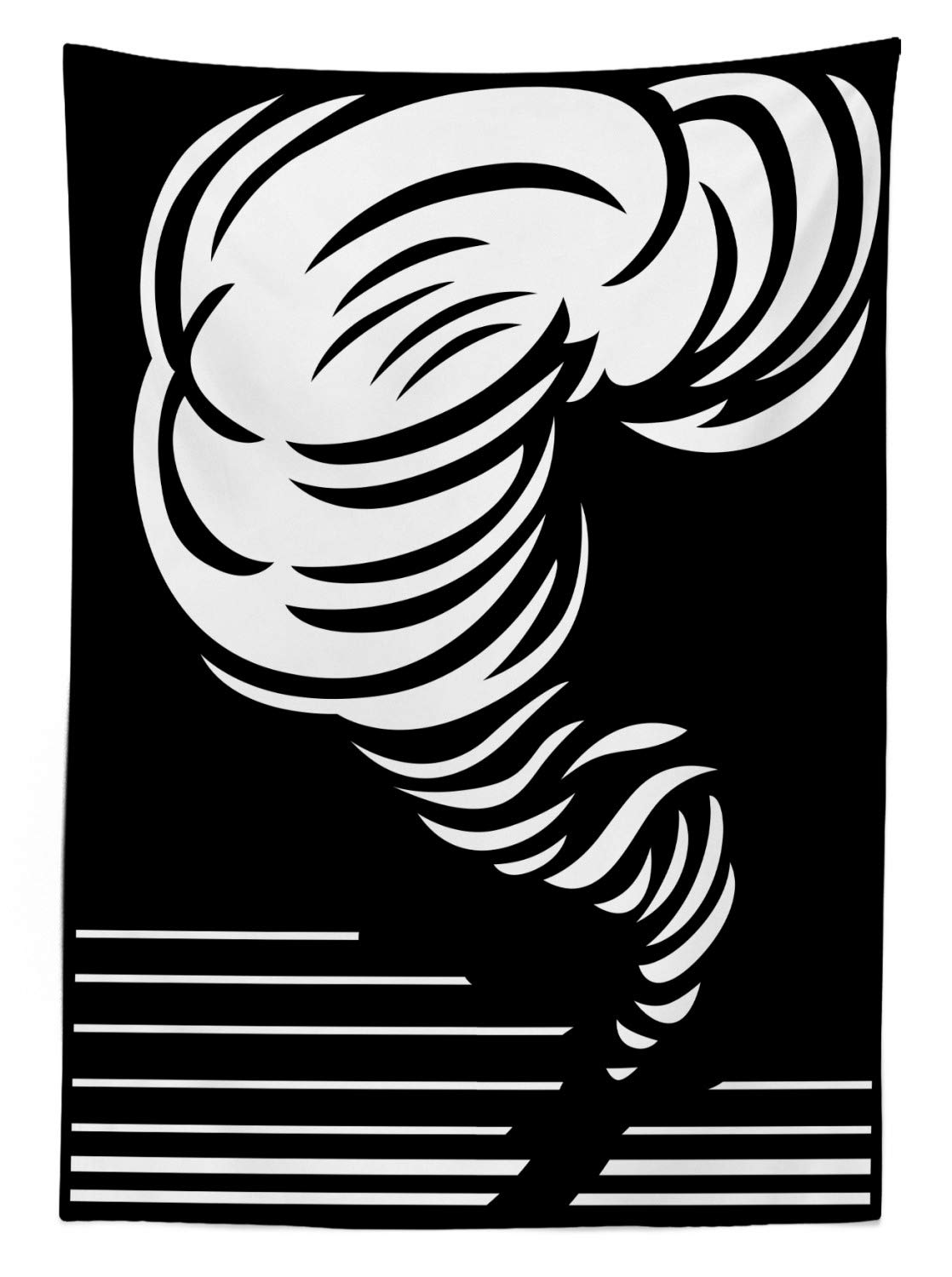 ABAKUHAUS Tornado Tovaglia, Monochrome Twister Design, Rettangolare per Sala da Pranzo e Cucina, 140 cm x 200 cm, Bianco e Nero