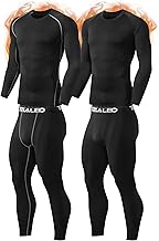 TELALEO 2 Set Mens Thermal Underwear Fleece Lined Long Johns 4 Pcs Base Layer Shirts Pant for Cold Winter Weather