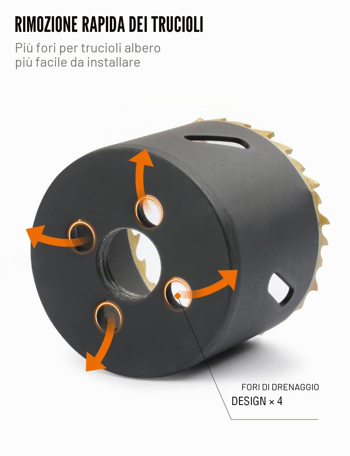BINOTA Sega a Tazza Bimetallica M42, Kit 22-68 mm, per Metallo, Legno, Compensato, PVC, Fibra di Legno, Cartongesso, Set 22 25 29 35 40 51 60 68mm