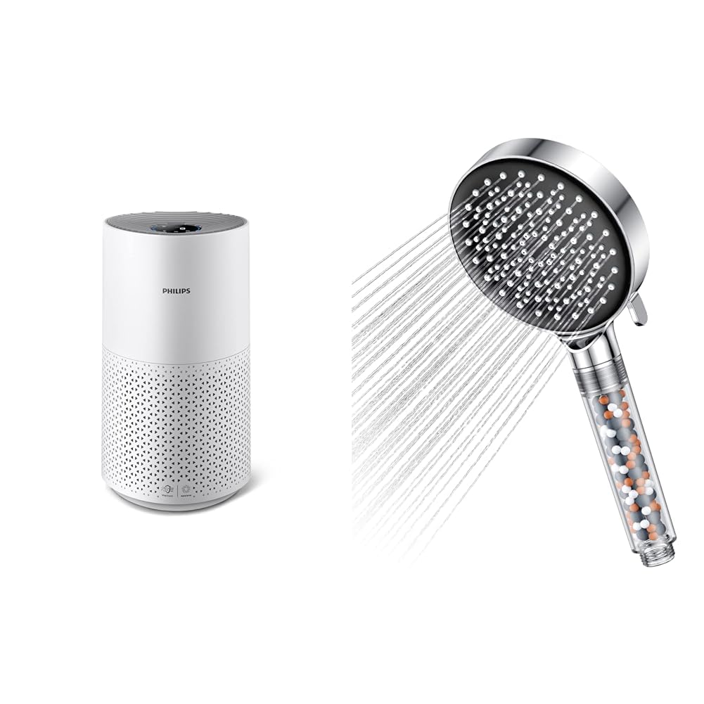 Philips Luftreiniger Smart 1000i Serie - Reinigt Räume bis zu 78 m² & Duschkopf Wassersparend 7,5L/Min,YEAUPE Duschkopf mit Filter