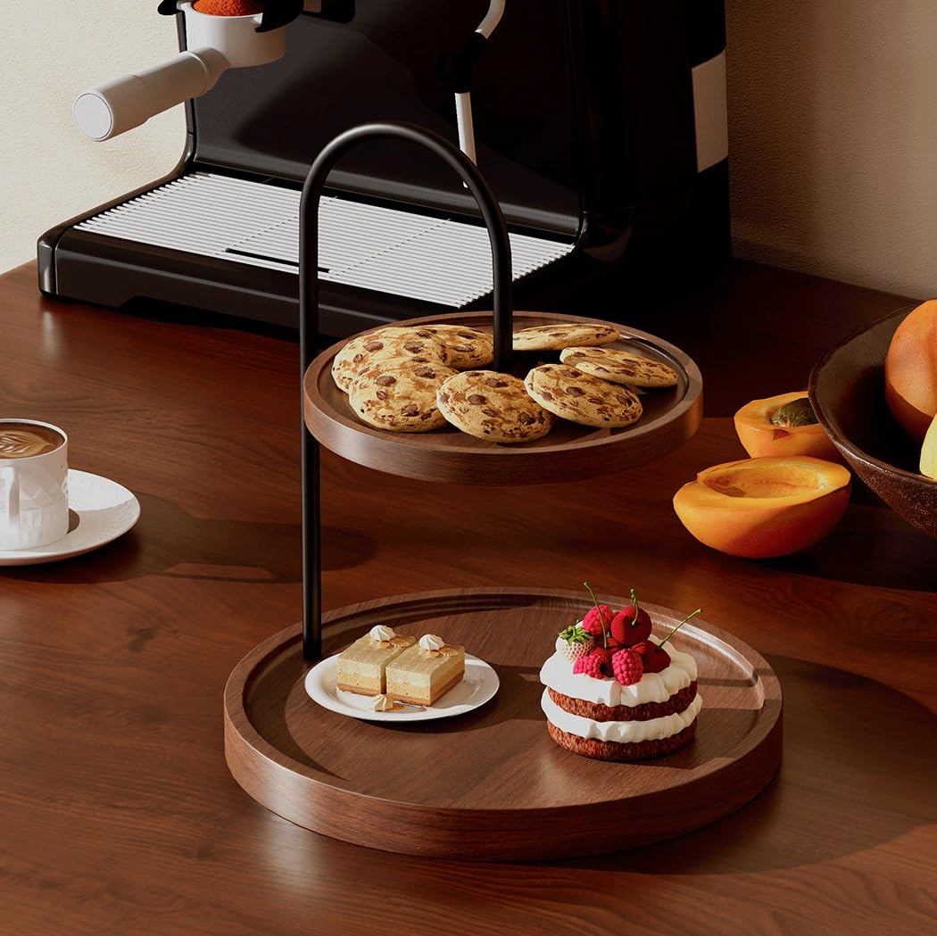 Té de la tarde Soporte for pasteles y estante de almacenamiento madera