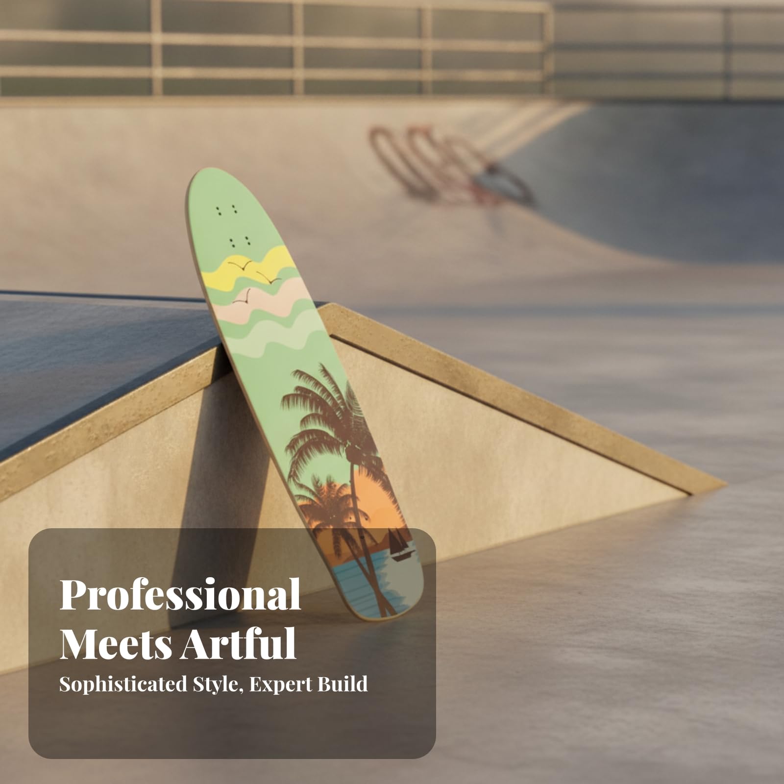 Plateau de Skateboard en Érable Deck Planche Cruiser avec Concave Double Kick Sept Plis Tout Bois Perçages Multiples pour Montage Adaptable Poids