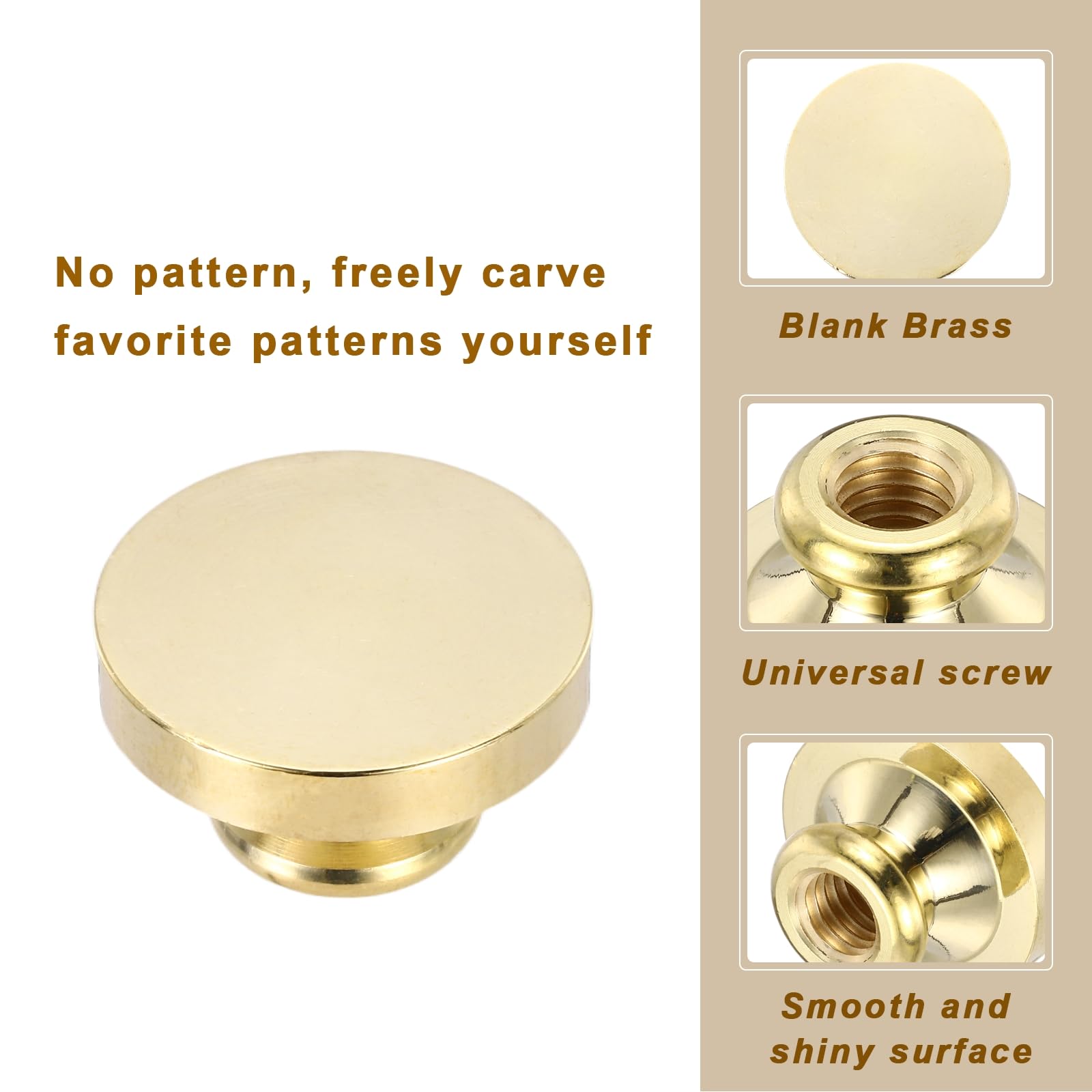 PATIKIL 25mm Blank Wax Seal Stamp, Round Sealing Wax Stamp Vintage Retro Brass Head for Envelope Invitation Cards - Image 4