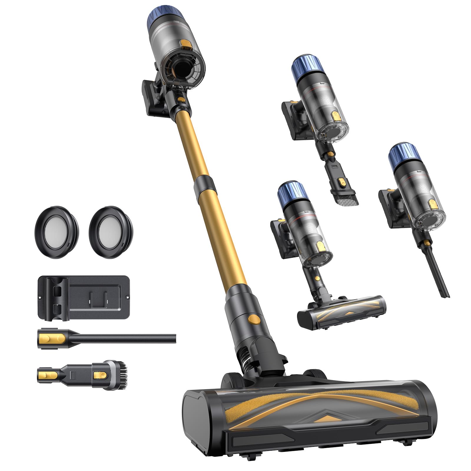 Proscenic P15 Lightweight Cordless Vacuum Cleaner, Stick Vacuum with Telescopic Tube, 70kpa/600w/70mins Detachable Battery, LED Display & Greeneye Tech for Hardfloor, Carpet, Sofa and Pet Hair