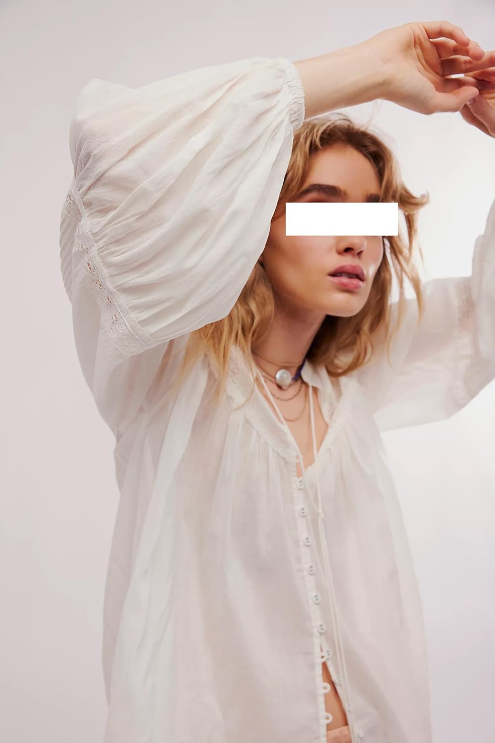 Lace Long Sleeve Tops for Women Boho Tie Front Ruffle Trim Coquette Shirts Y2k Button Flowy Peplum Blouse Going Out - Image 2