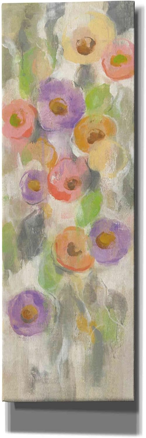 Epic Graffiti 'Dreamy Flowers I' by Silvia Vassileva, Canvas Wall Art, 12"x36"