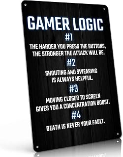 Gamer Logic Funny Metal Sign 8 x 12 Inch