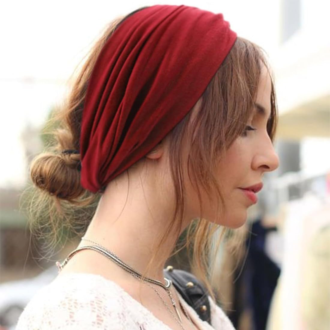 4Pcs Fascia Capelli Donna Cerchietto Capelli Donna,Bandana Donna,Cerchietto Skincare Donna,7'' Fasce Capelli Large Elastico Boho Turbante Per Yoga,Fitness,Larga Sport Headband Accessorio Capelli
