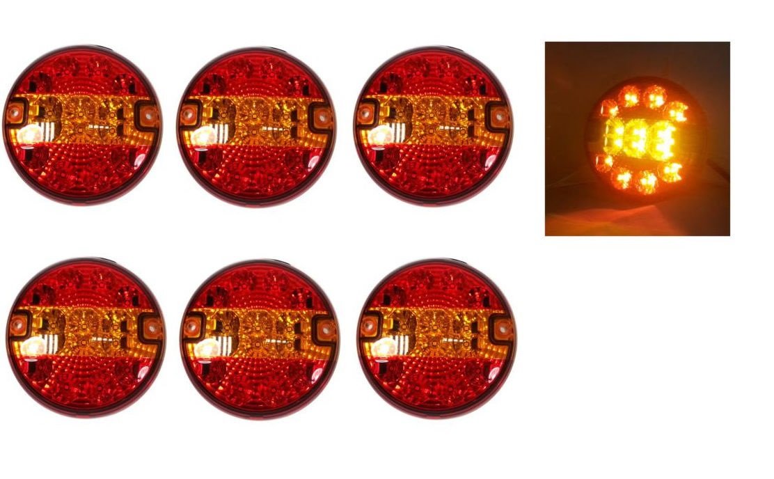 2x 24V LED Round Rear Tail Board Lights Burger Lamps Truck Trailer