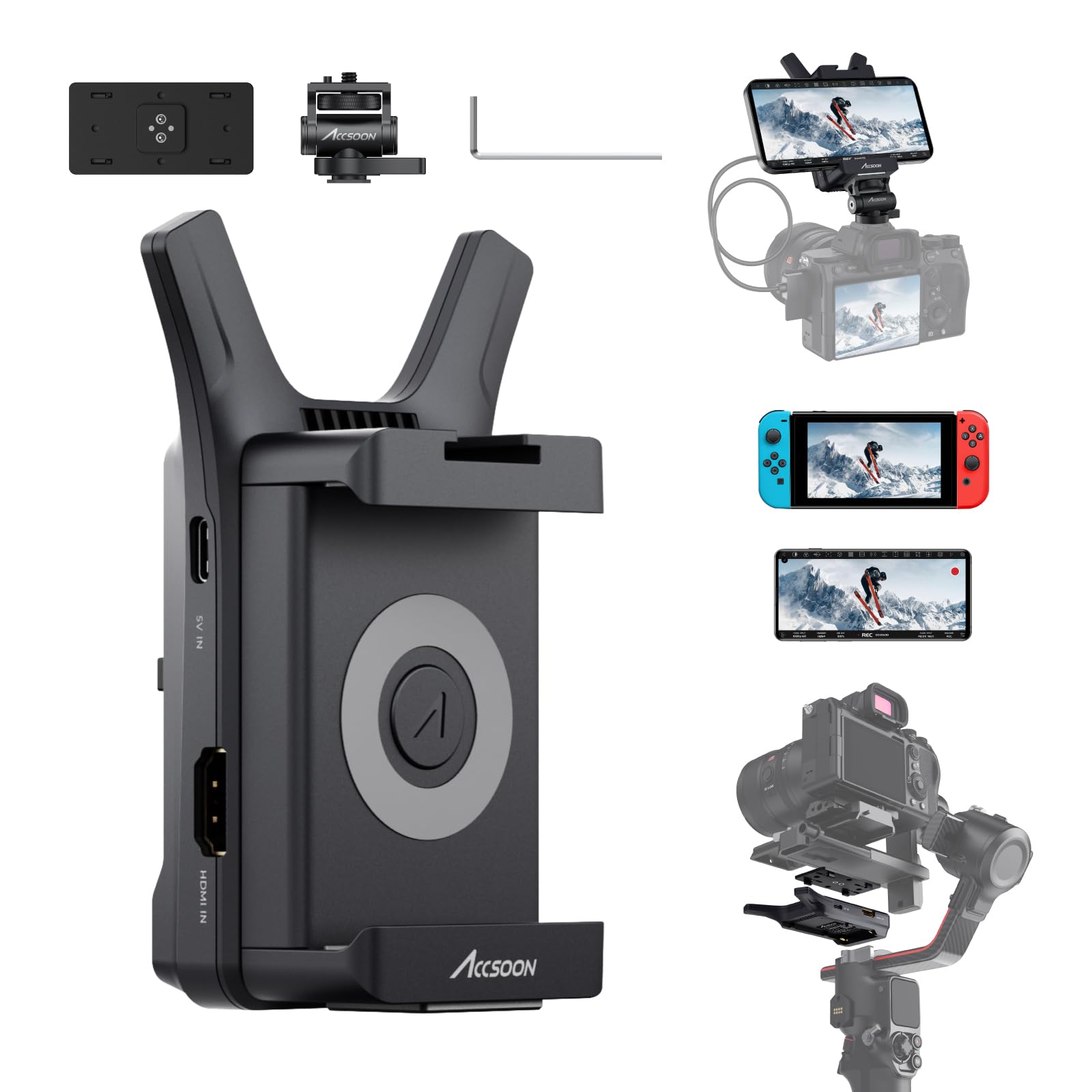 CineView Nano Wireless Video Transmitter, HDMI Wireless Camera Transmitter 500FT Range 60ms Latency, Compatible with RS2/RS3/RS3 Pro Stabilizer/Switch/PowerCage, 4 APP Android/iOS Monitoring