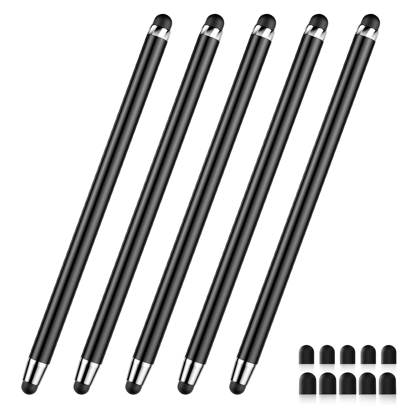 Stylus Pen for Touchscreen,5 PCS Stylus,Stylus 2-in-1 High Sensitivity Precision Suitable for Touch Screens of iPhone/ipad/Android Tablet(Black)